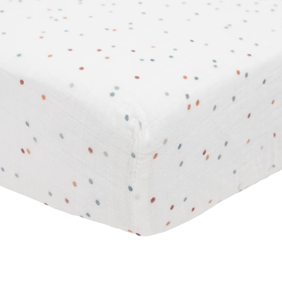 Little Unicorn Dots Cotton Muslin Crib Sheet-LITTLE UNICORN-Little Giant Kidz