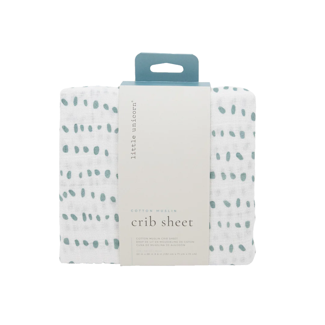 Little Unicorn Stone Stripe Cotton Muslin Crib Sheet-LITTLE UNICORN-Little Giant Kidz