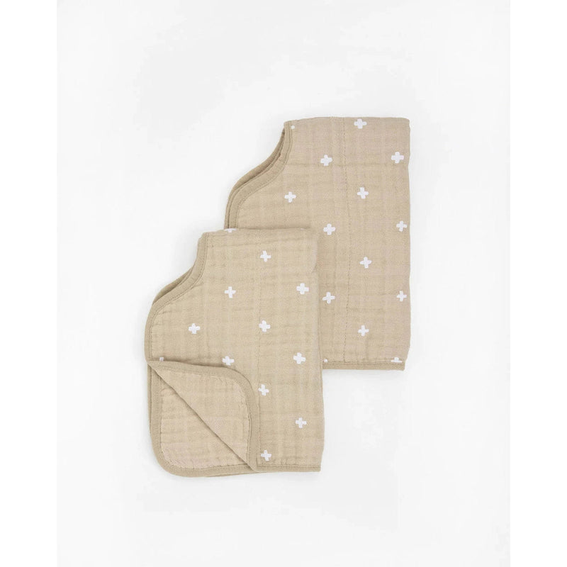 Little Unicorn Taupe Cross Cotton Muslin Burp Cloth 2 Pack-LITTLE UNICORN-Little Giant Kidz