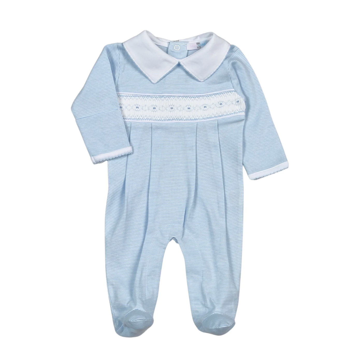 Loren Boy Pima Cotton Footie- Tim Blue Stripes-Baby Loren-Little Giant Kidz