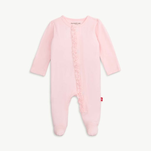 MAGNETIC ME Pink Dogwood Modal Magnetic Ruffle Footie-MAGNETIC ME-Little Giant Kidz