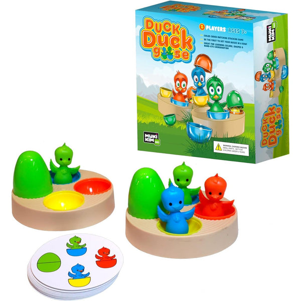 MUKIKIM Duck Duck Goose - Color Sorting & Shape Stacking Board Game Ch