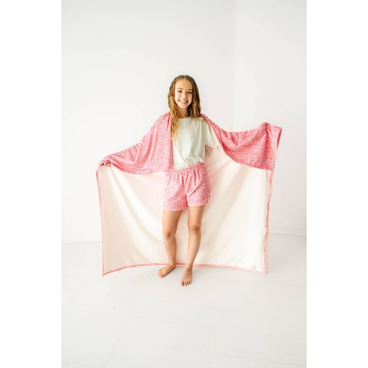 Macaron + Me - Plush Blanket-Pink Leopard-Macaron + Me-Little Giant Kidz