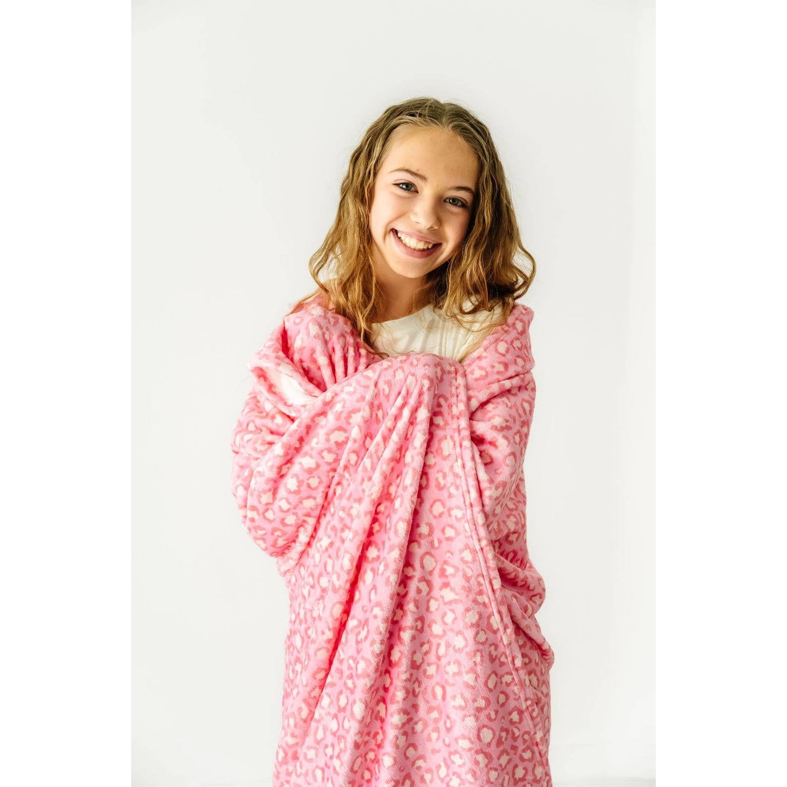 Macaron + Me - Plush Blanket-Pink Leopard-Macaron + Me-Little Giant Kidz