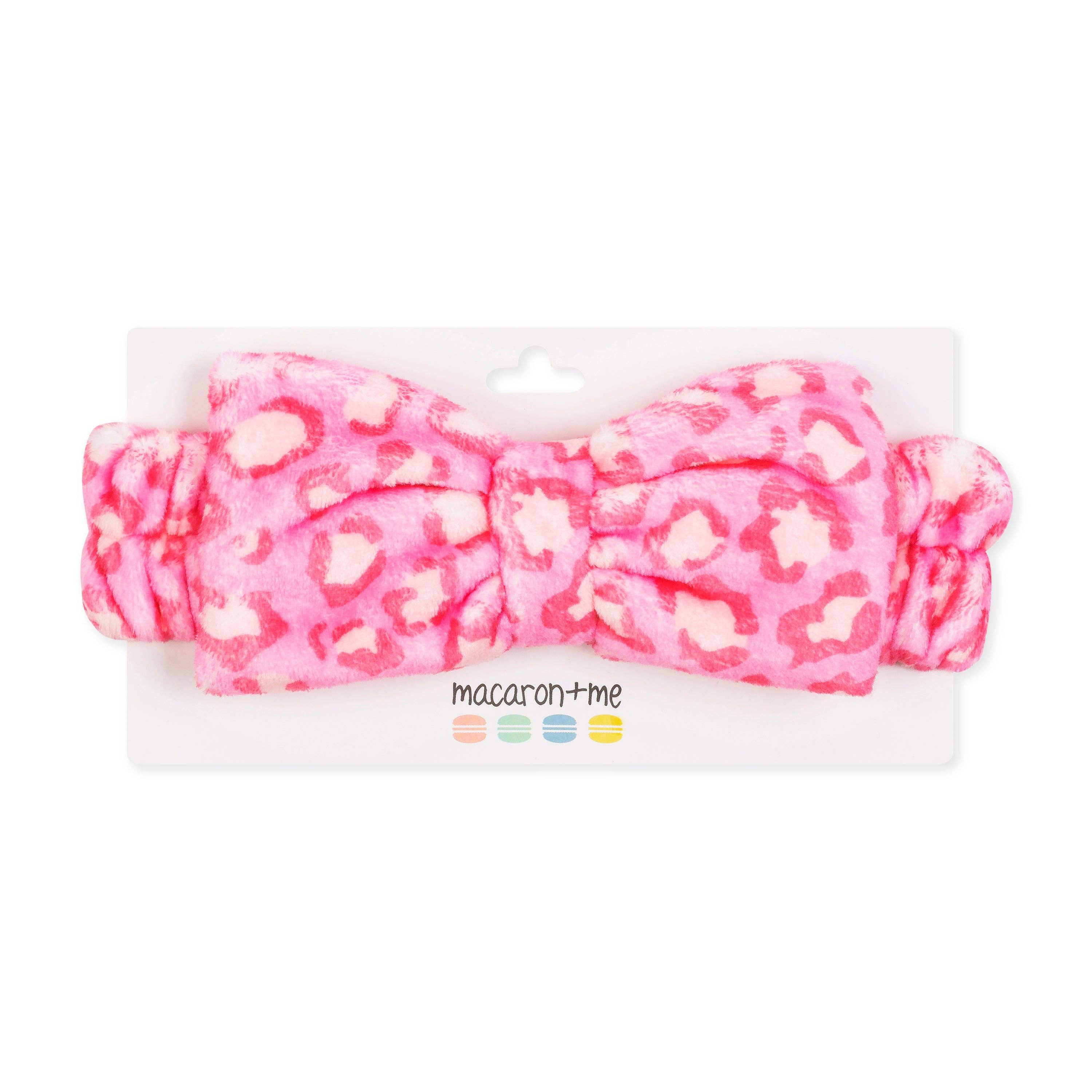 Macaron + Me - Plush Bow-Pink Leopard-Macaron + Me-Little Giant Kidz