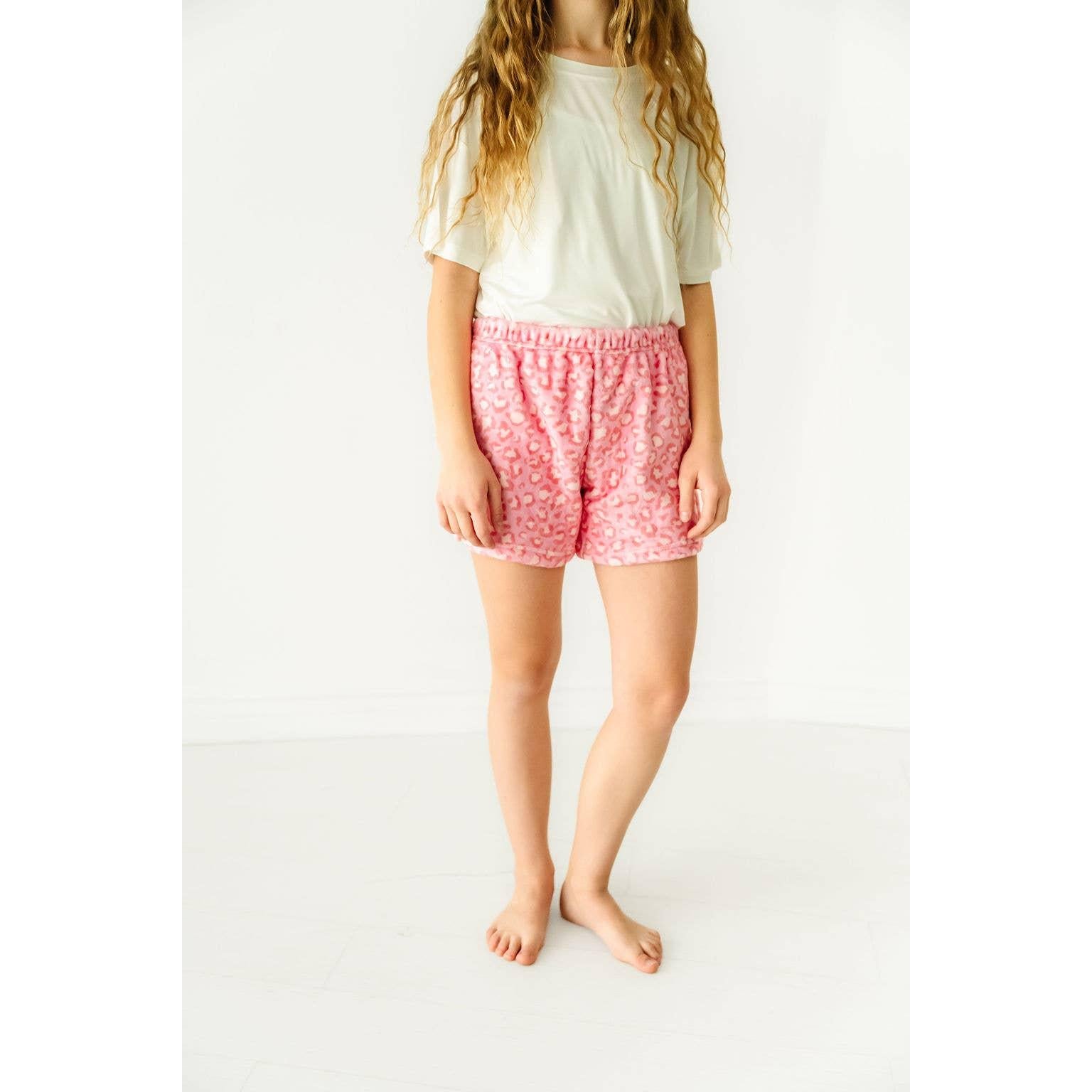 Macaron + Me - Plush Shorts-Pink Leopard: XXS-2/3-Macaron + Me-Little Giant Kidz
