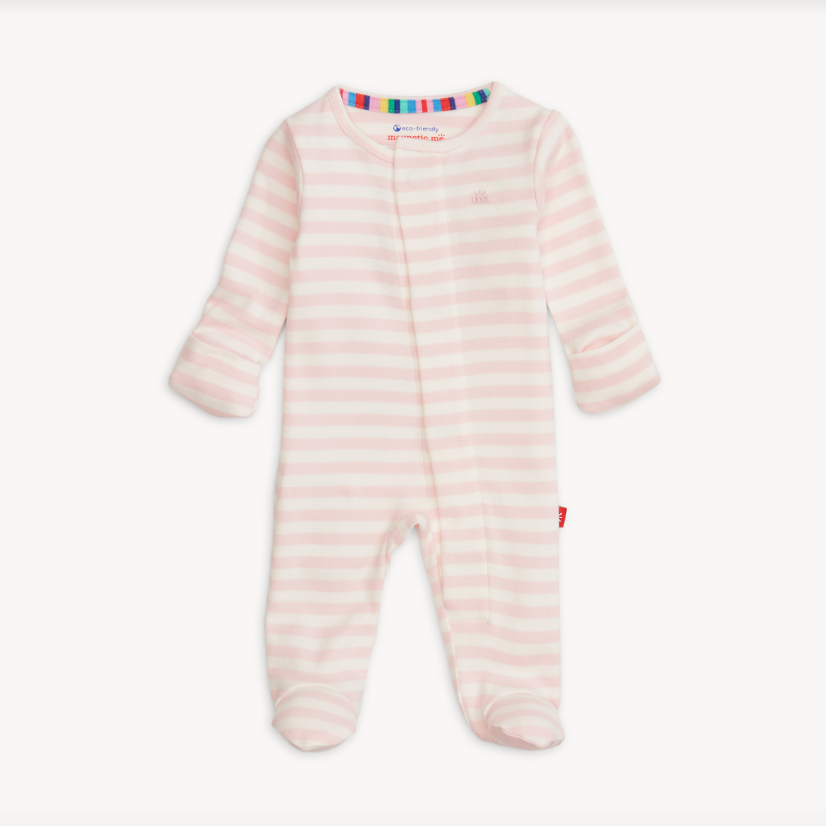 Magnetic Me: Pink Stripe Organic Cotton Footie-MAGNETIC ME-Little Giant Kidz