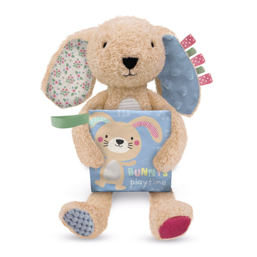 Make Believe Ideas: Sensory Snuggables Medium Plush Rabbit with Cloth Book-Make Believe Ideas-Little Giant Kidz