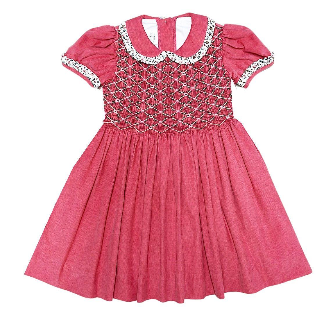 Marco & Lizzy Hand Smocked Corduroy Girls Dress Isabella Collection-Marco & Lizzy-Little Giant Kidz