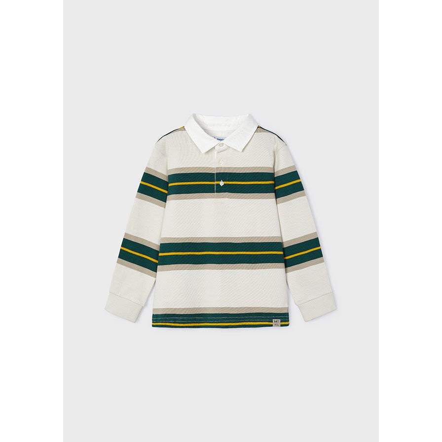 Mayoral Alpine Grey & Green Striped Polo-MAYORAL-Little Giant Kidz