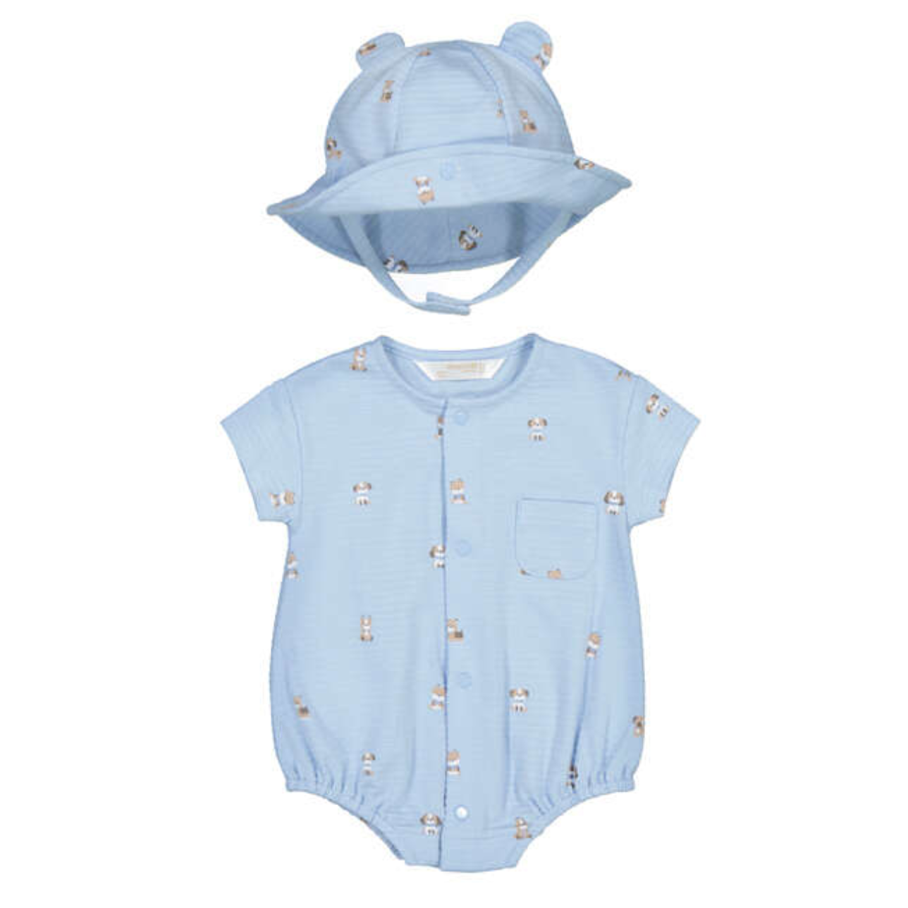 Mayoral Baby Romper and Hat- Sky Blue-MAYORAL-Little Giant Kidz
