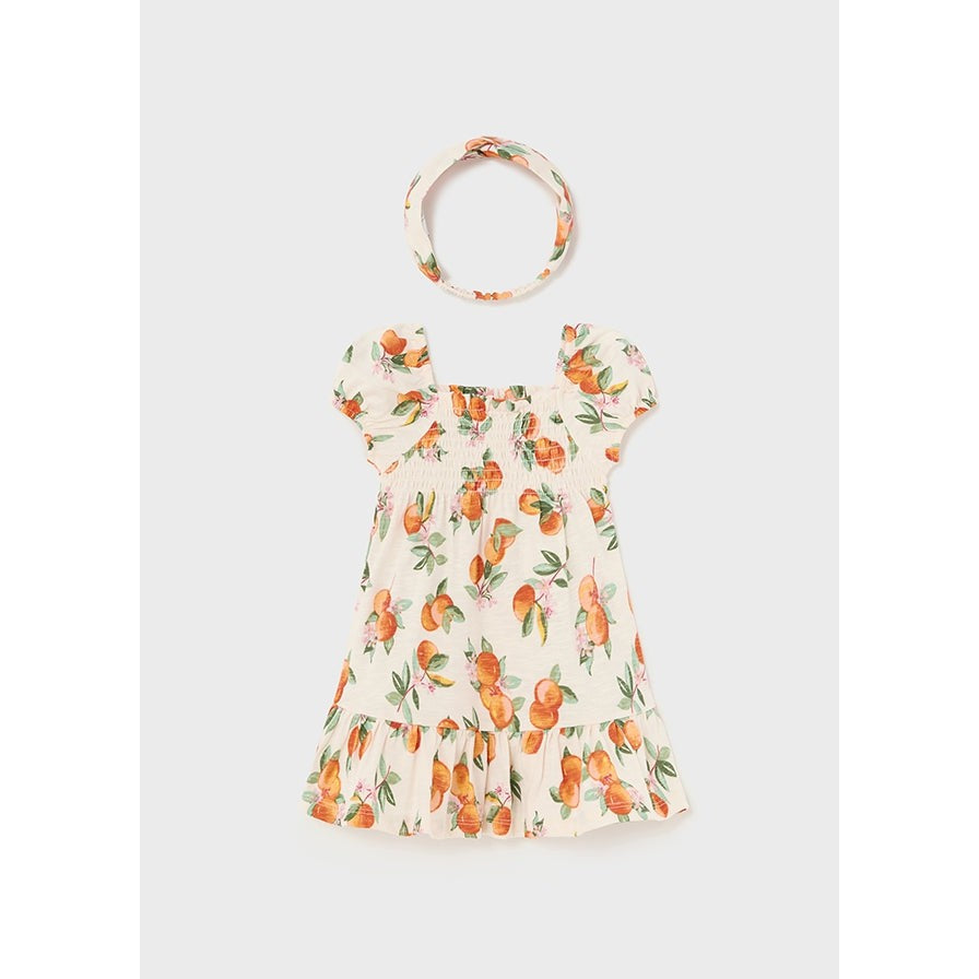 Mayoral Baby Tangerine Print Dress & Headband Set-MAYORAL-Little Giant Kidz