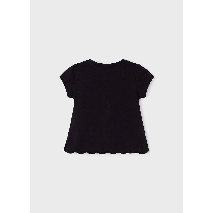 Mayoral Black Embroidered Cotton Short Sleeve Shirt-MAYORAL-Little Giant Kidz