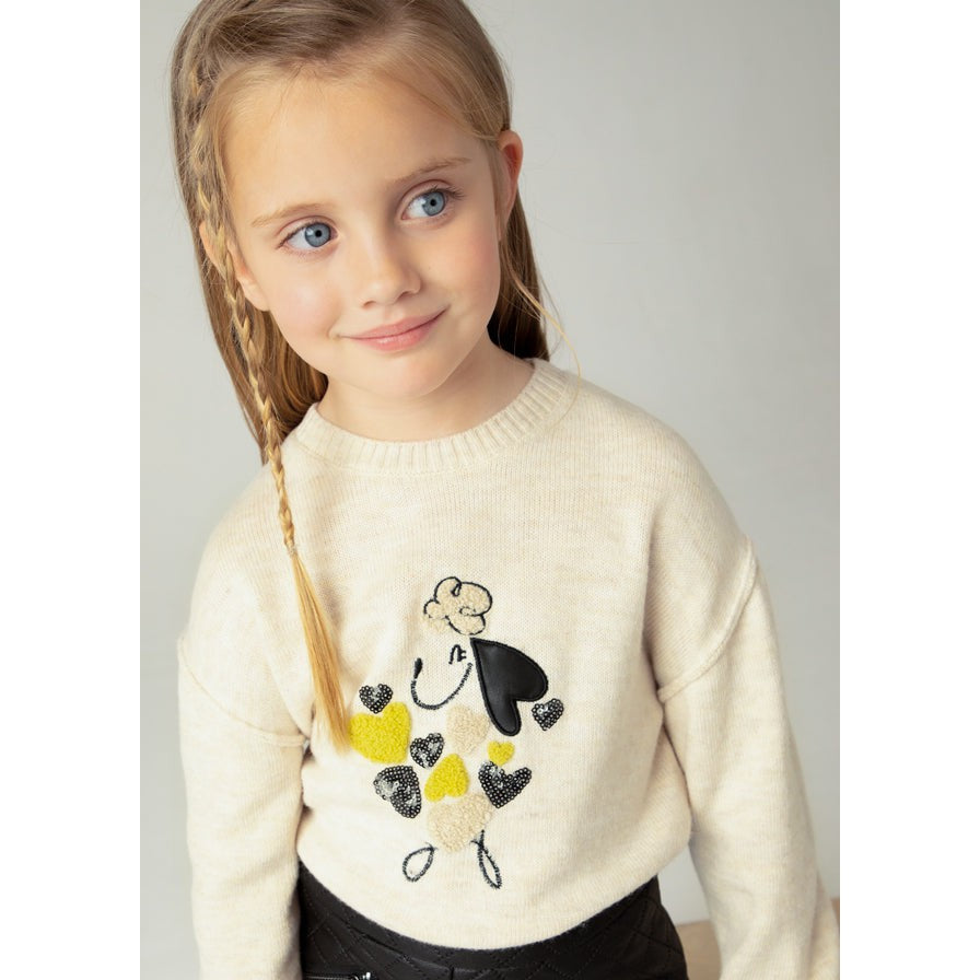 Mayoral Chickpea Embroidered Puppy Sweater-MAYORAL-Little Giant Kidz
