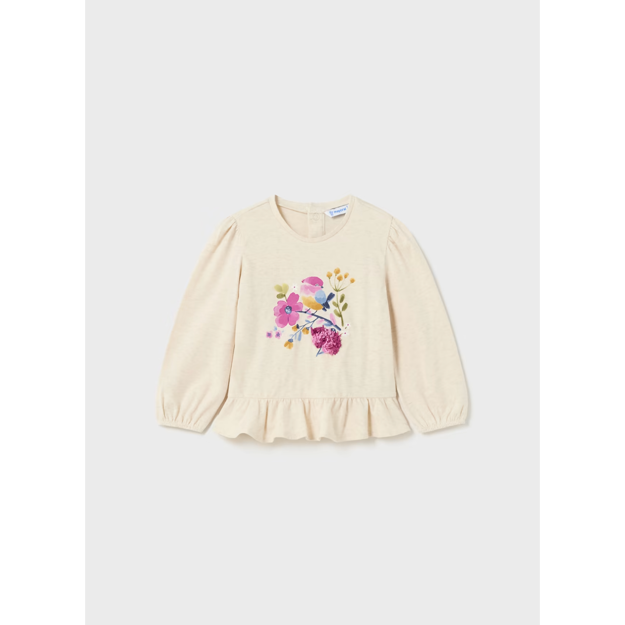 Mayoral Cream Floral Ruffle Top-MAYORAL-Little Giant Kidz