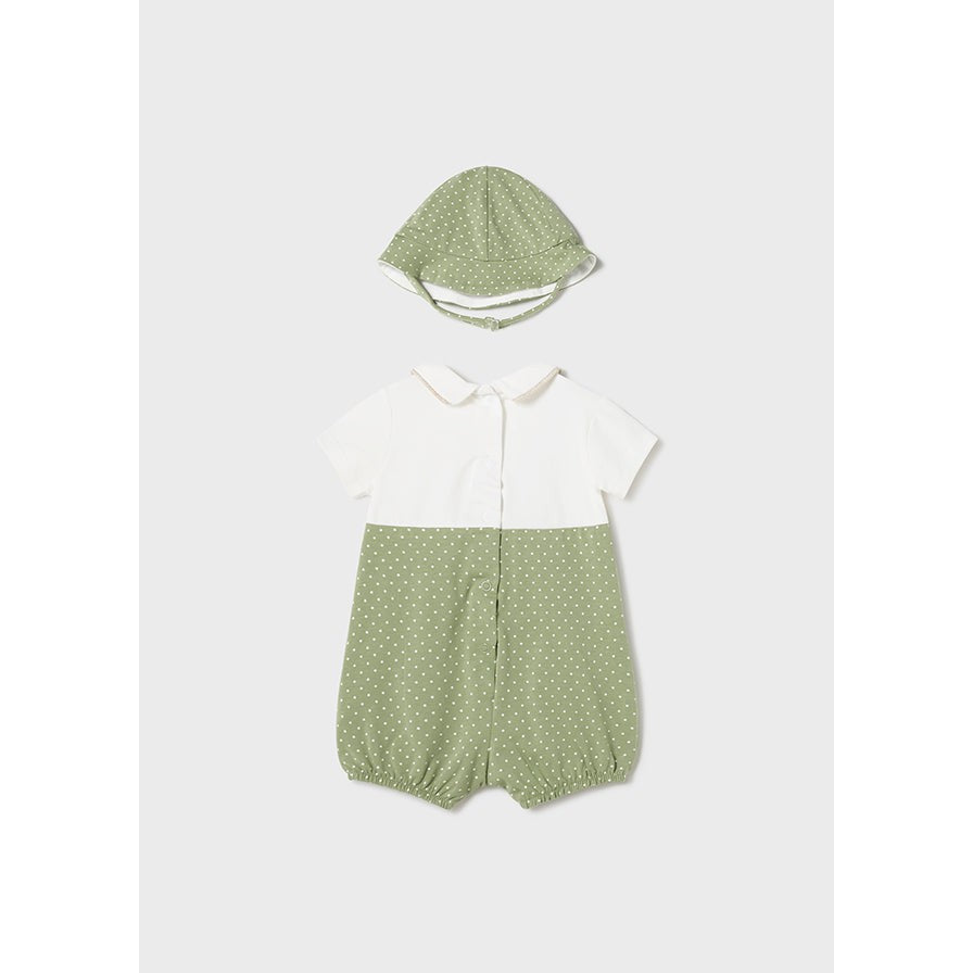 Mayoral Eucalyptus Overall Romper & Hat Set-MAYORAL-Little Giant Kidz