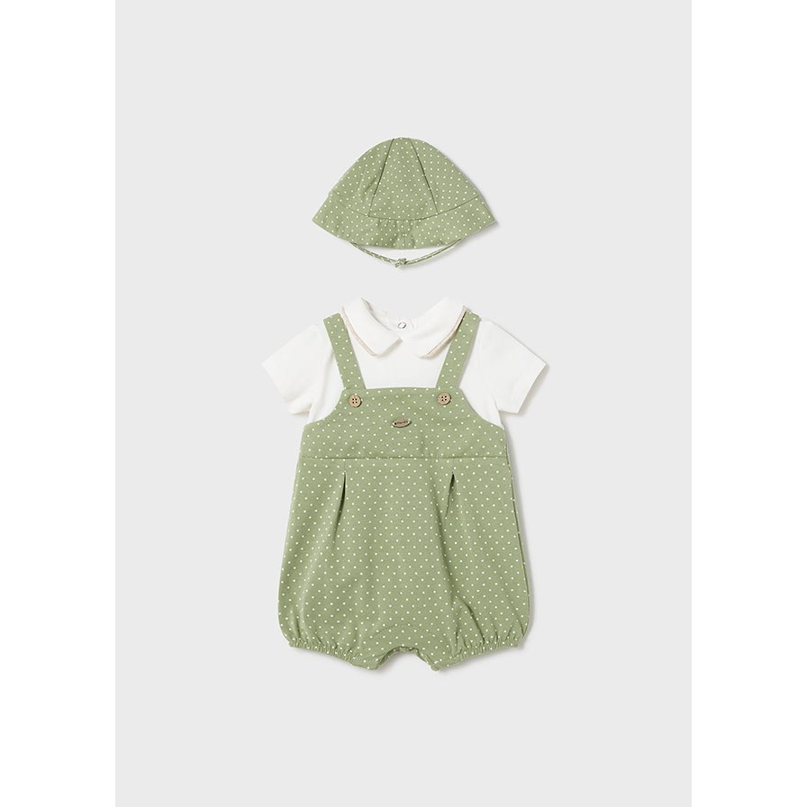 Mayoral Eucalyptus Overall Romper & Hat Set-MAYORAL-Little Giant Kidz