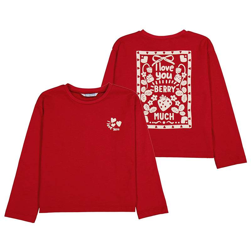 Mayoral Girl Long Sleeve T-Shirt- Red-MAYORAL-Little Giant Kidz