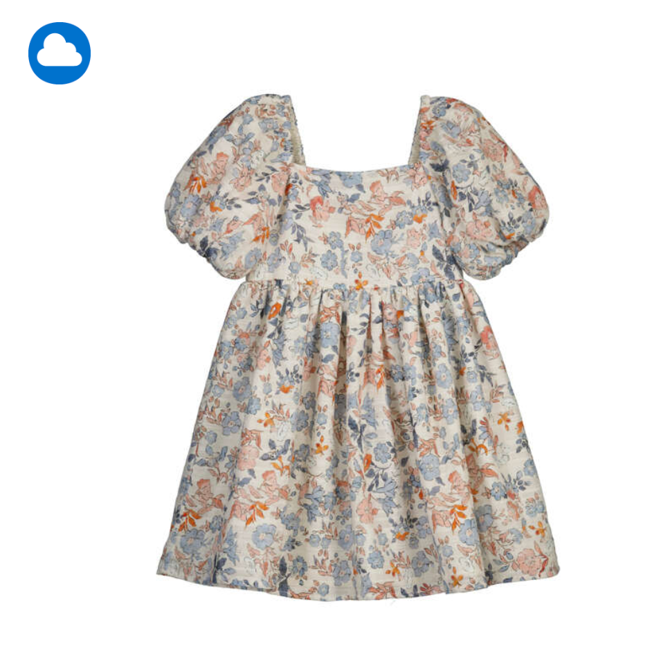 Mayoral Girl Printed Dress- Salmon-MAYORAL-Little Giant Kidz