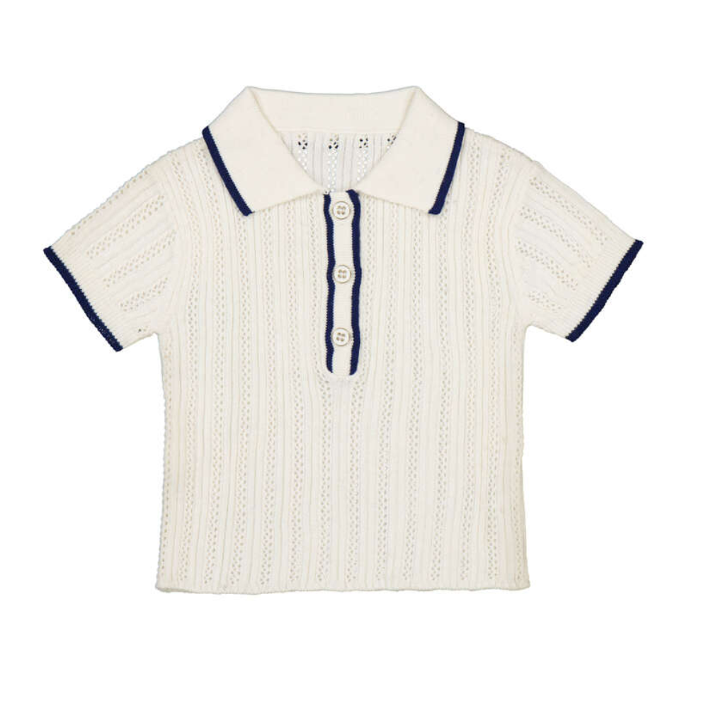 Mayoral Girl Short Sleeve Polo Shirt- Natural-MAYORAL-Little Giant Kidz