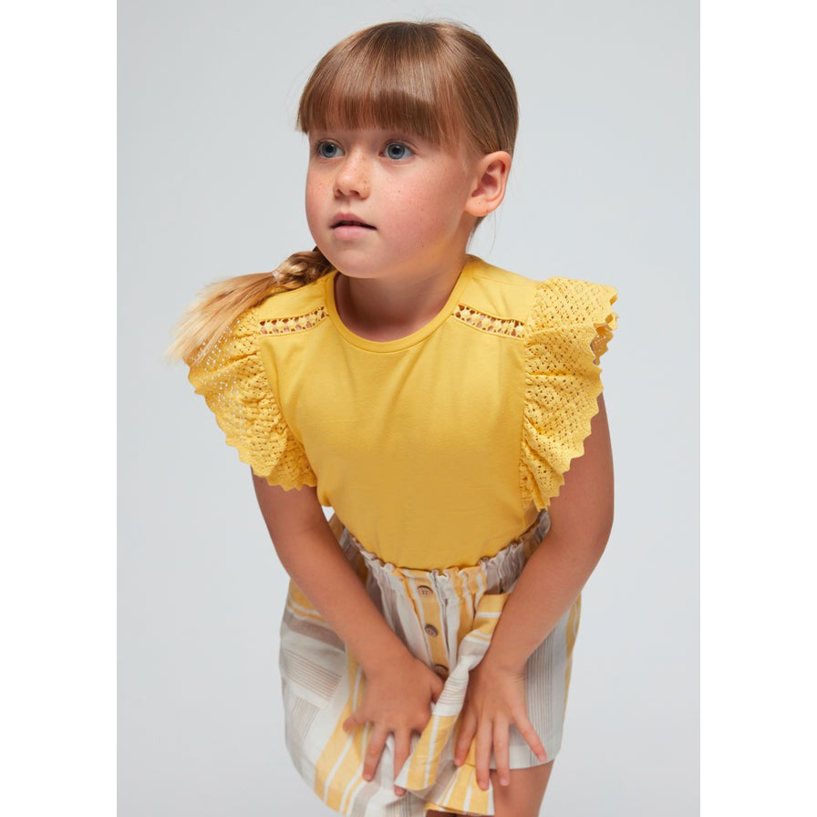 Mayoral Honey Crochet Sleeve Top-MAYORAL-Little Giant Kidz
