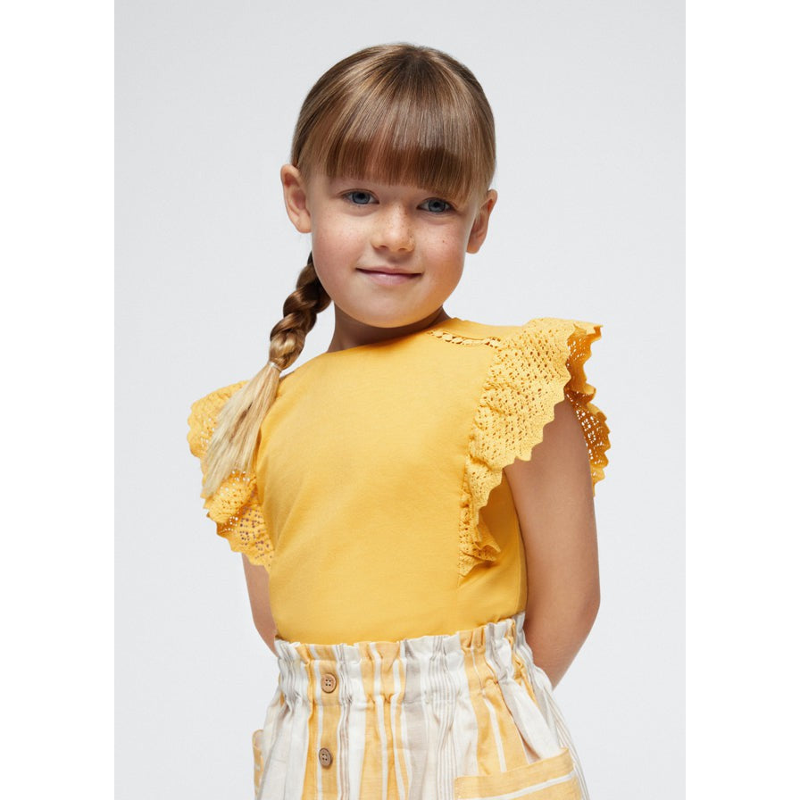 Mayoral Honey Crochet Sleeve Top-MAYORAL-Little Giant Kidz