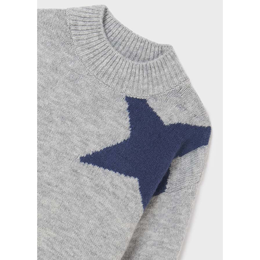 Mayoral Knitted Star Print Sweater - Silver-MAYORAL-Little Giant Kidz