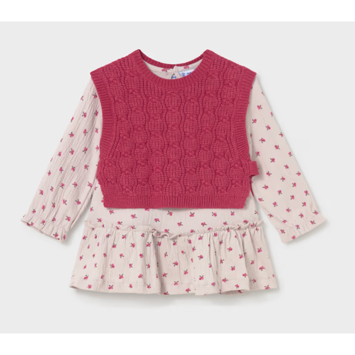 Mayoral Knitted Vest Dress-Petal -MAYORAL-Little Giant Kidz
