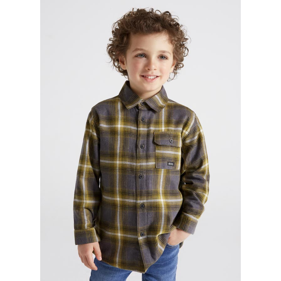 Mayoral Long Sleeve Checked Overshirt - Oil-MAYORAL-Little Giant Kidz