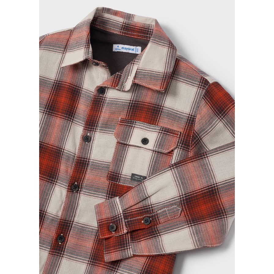 Mayoral Long Sleeve Checked Overshirt - Rust-MAYORAL-Little Giant Kidz