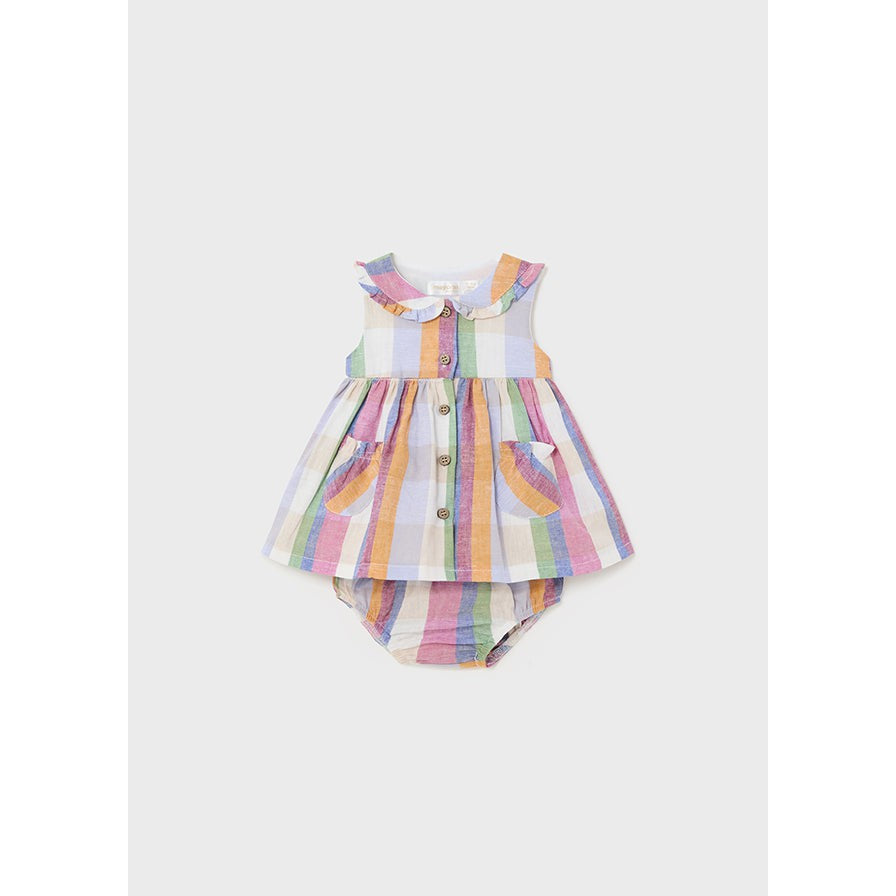 Mayoral Pastel Plaid Dress & Bloomer Set-MAYORAL-Little Giant Kidz
