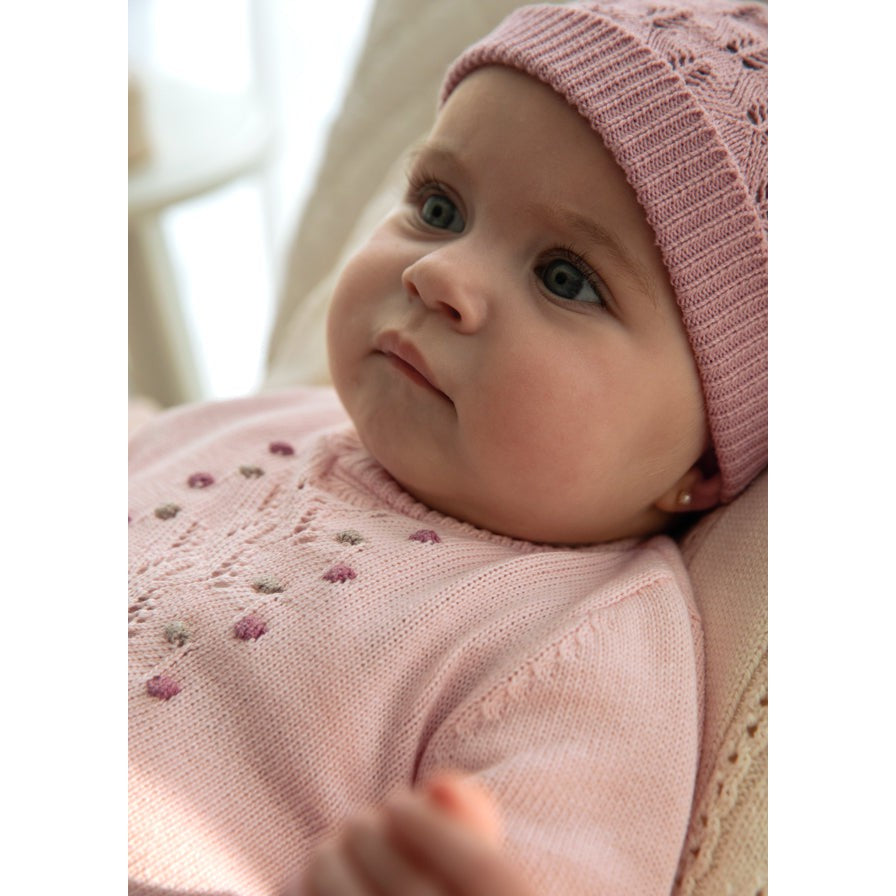 Mayoral Sugar Pink Knit Dress & Hat Set 1-2M