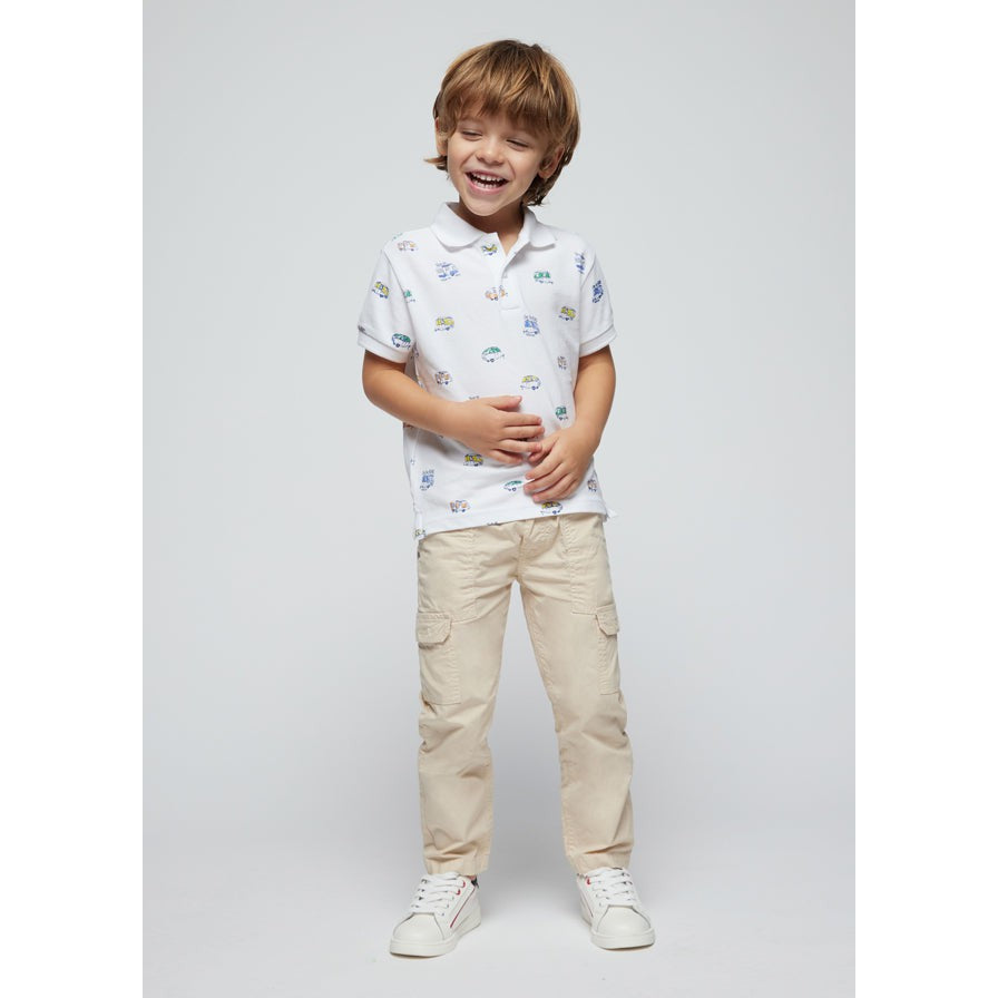 Mayoral White Printed Polo-MAYORAL-Little Giant Kidz