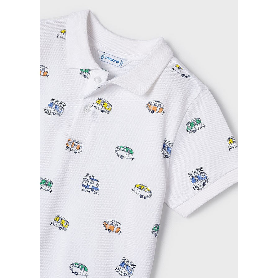 Mayoral White Printed Polo-MAYORAL-Little Giant Kidz