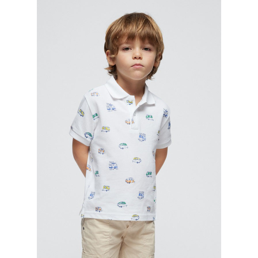 Mayoral White Printed Polo-MAYORAL-Little Giant Kidz