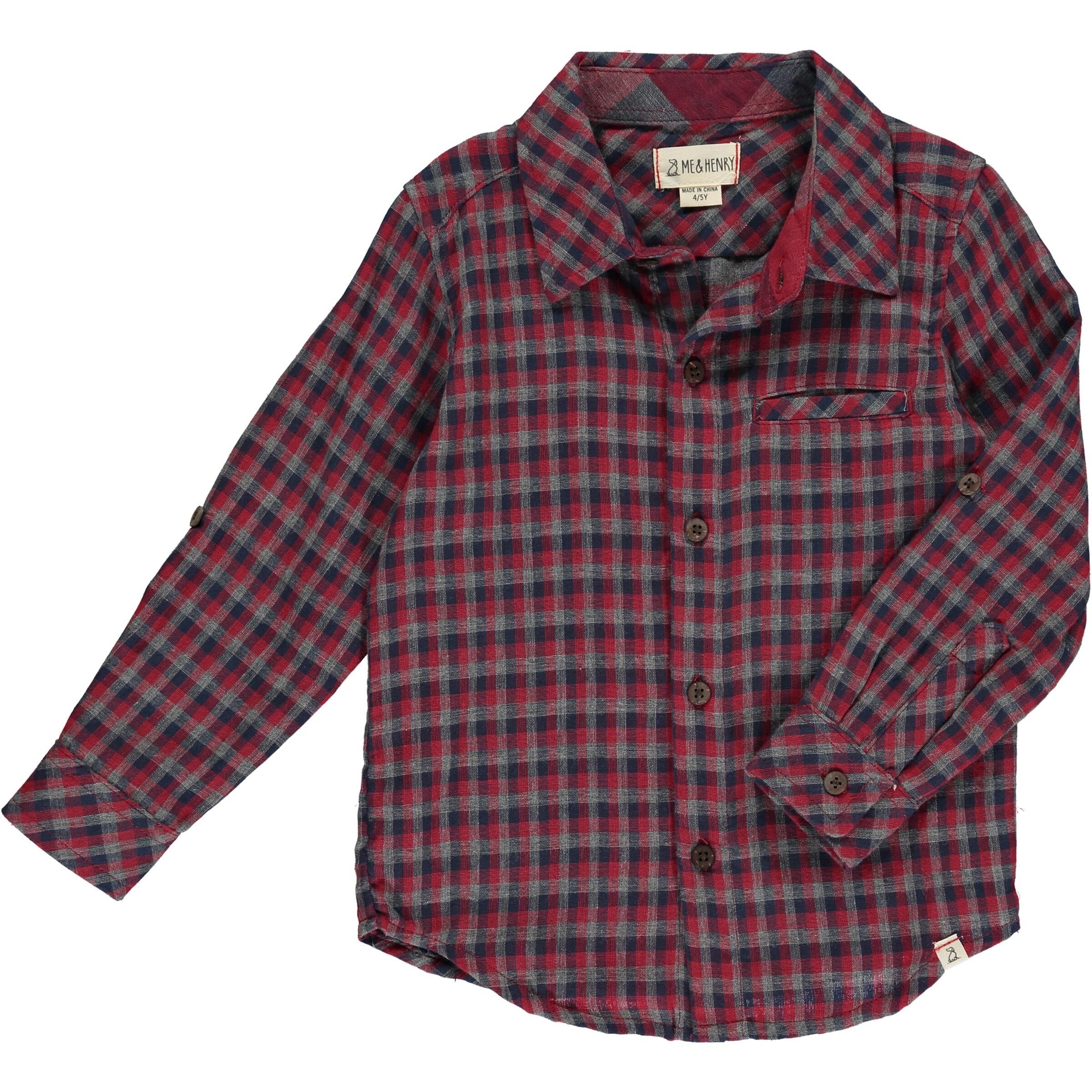 Me & Henry Red Multi Plaid Atwood Woven Shirt-ME & HENRY-Little Giant Kidz