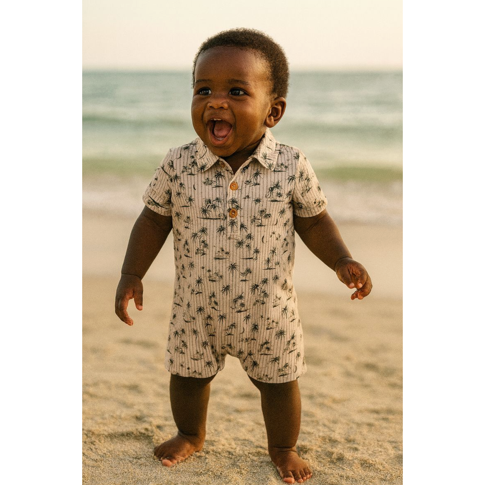 Me & Henry Romper- Molokai Printed Woven-ME & HENRY-Little Giant Kidz