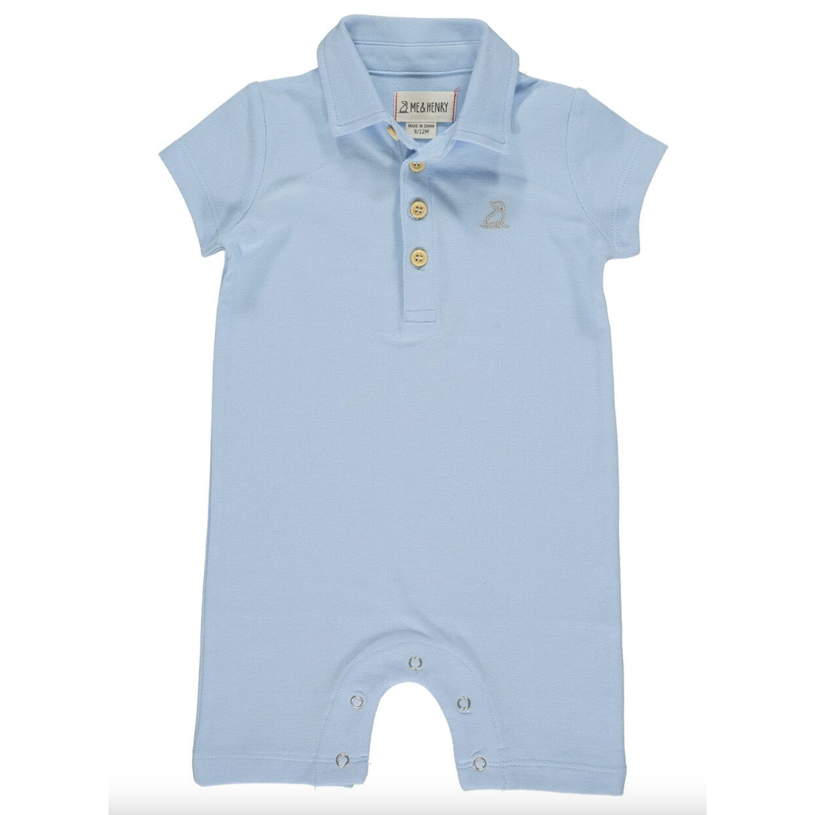 Me & Henry Romper- Pale Blue Pique-ME & HENRY-Little Giant Kidz