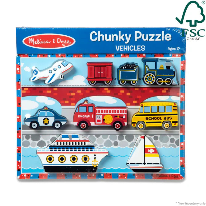 Melissa & Doug Chunky Puzzle Vehicles - 9 Pieces-MELISSA & DOUG-Little Giant Kidz