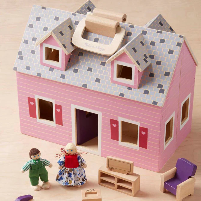 Melissa Doug Wooden Fold Go Dollhouse
