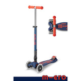 Micro Maxi Deluxe Foldable LED - Navy/Red-MICRO KICKBOARD-Little Giant Kidz