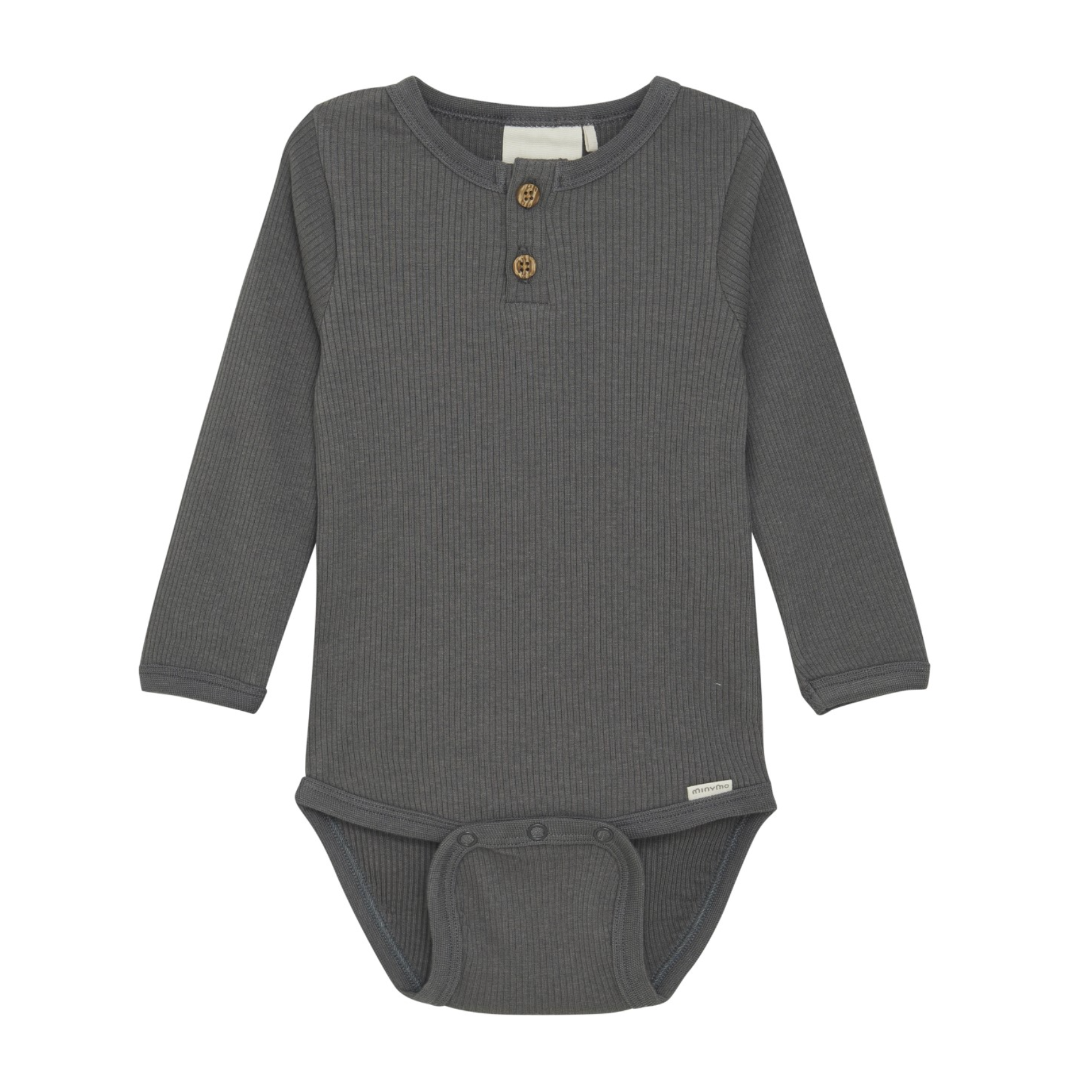 Minymo Long Sleeve Ribbed Bodysuit-Gargoyle-MINYMO-Little Giant Kidz