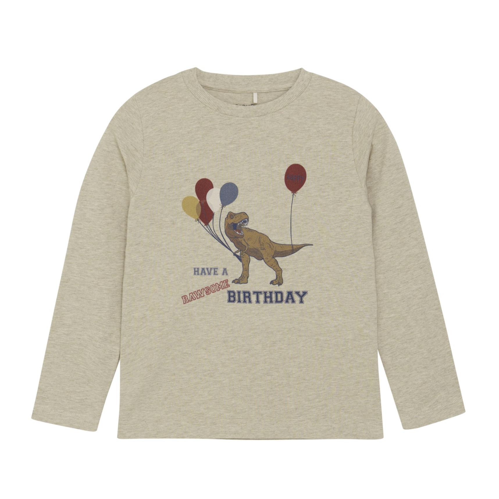 Minymo Long Sleeve Shirt - Rawsome Birthday- Beige Melange-MINYMO-Little Giant Kidz