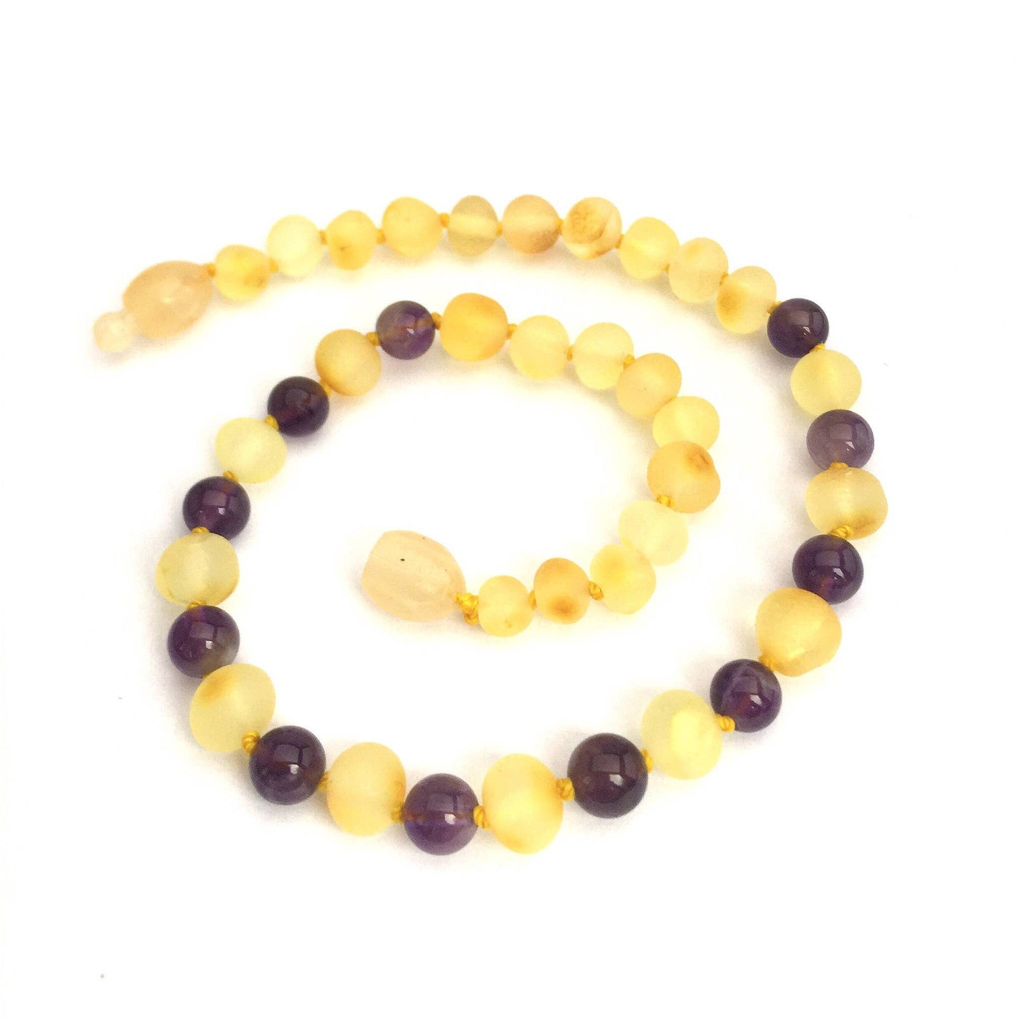 Momma Goose Products, Ltd. - Amber & Gemstone Necklaces - Adult - Raw Lemon & Amethyst: 12"-MOMMA GOOSE-Little Giant Kidz