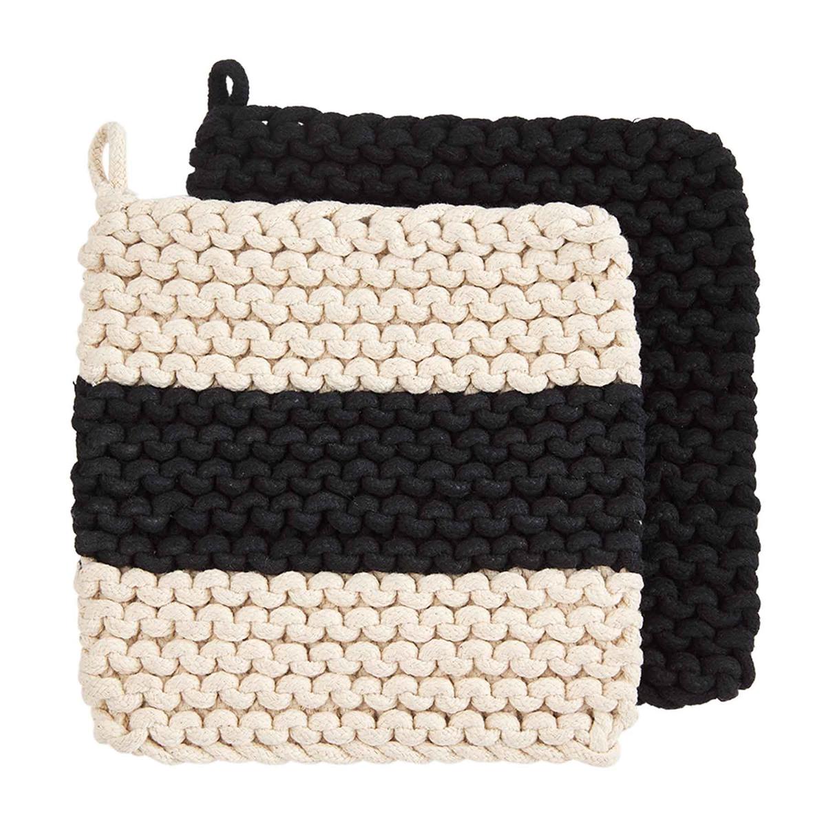 Mud Pie Black & Cream Crochet Pot Holders-MUD PIE-Little Giant Kidz