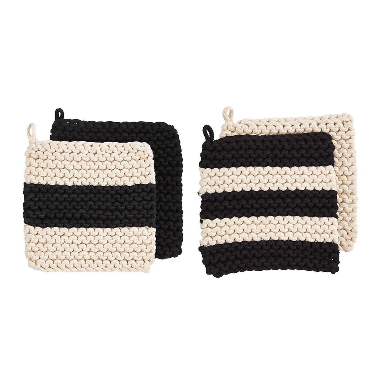 Mud Pie Black & Cream Crochet Pot Holders-MUD PIE-Little Giant Kidz