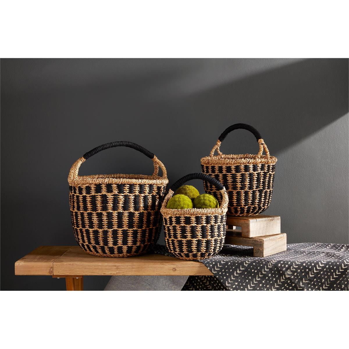 Mud Pie Black Woven Basket Set-MUD PIE-Little Giant Kidz