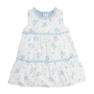 Mud Pie Blue Floral Tiered Dress-MUD PIE-Little Giant Kidz