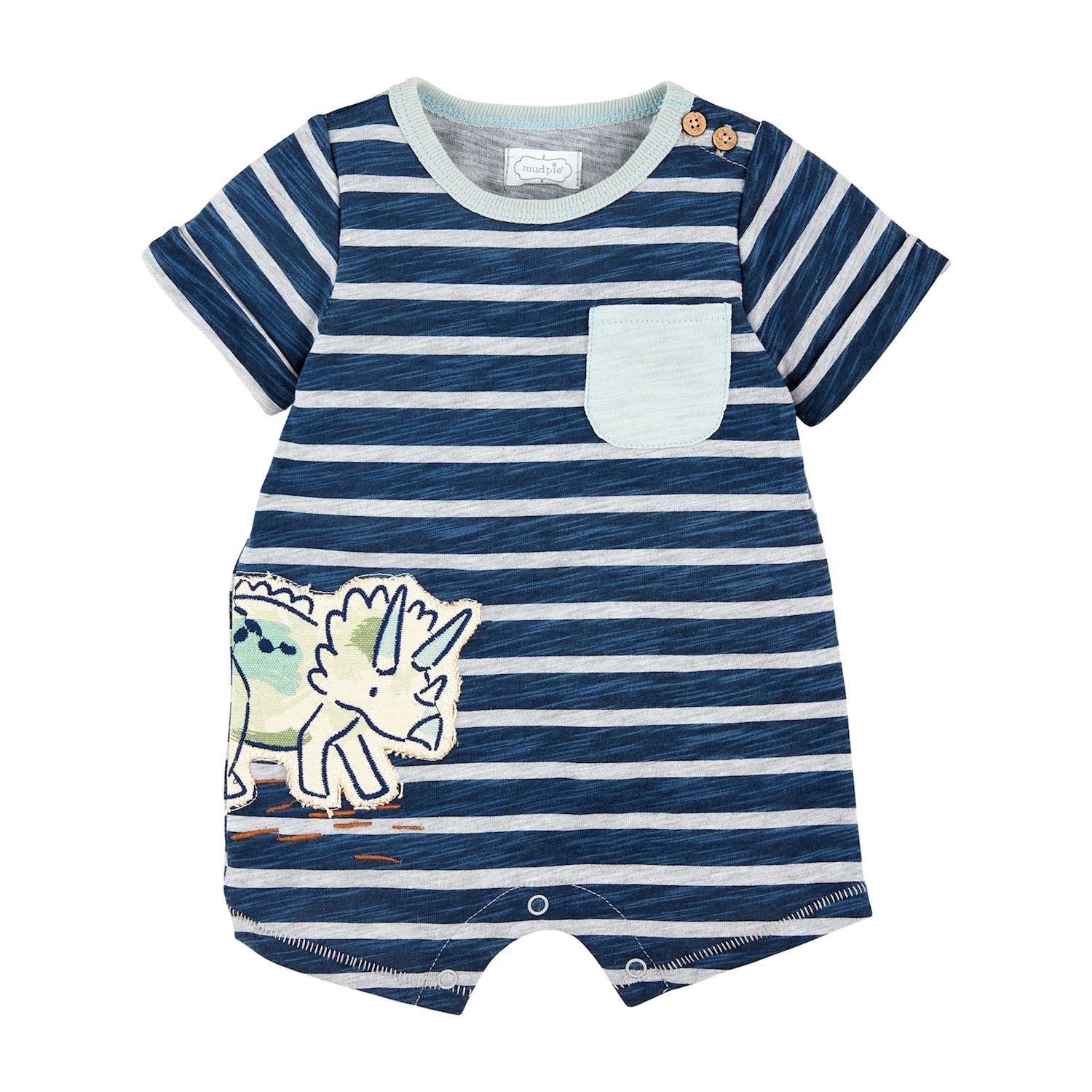 Mud Pie Dino Applique Shortall-MUD PIE-Little Giant Kidz