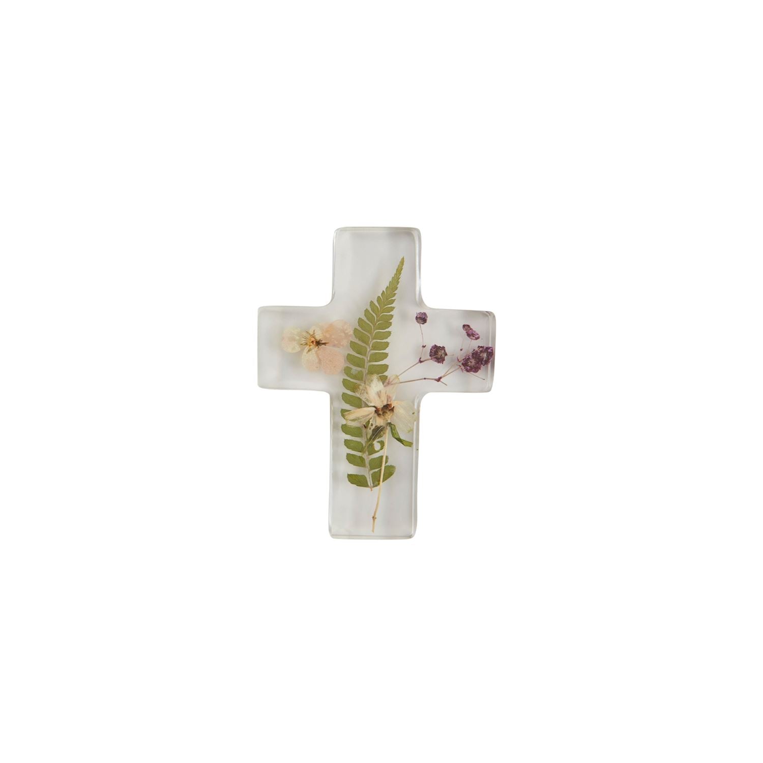 Mud Pie Dried Yellow Flower with Fern Resin Cross-MUD PIE-Little Giant Kidz